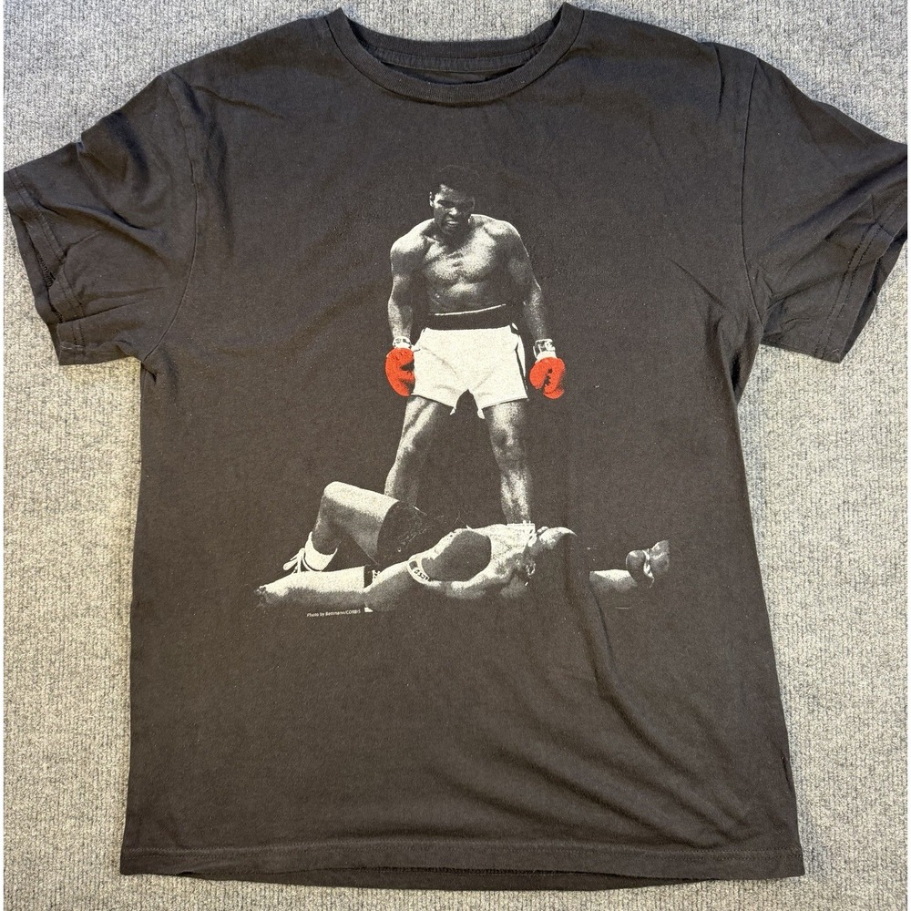 Ali Shirt Mens XL Black Short Sleeve Official Graphic Tee Sonny Liston Knockout